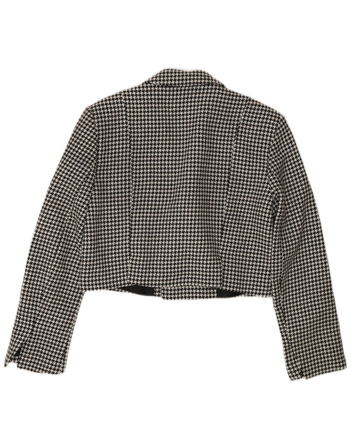Zara Chaqueta Bolero Extragrande para Mujer UK 10 Small Black Houndstooth