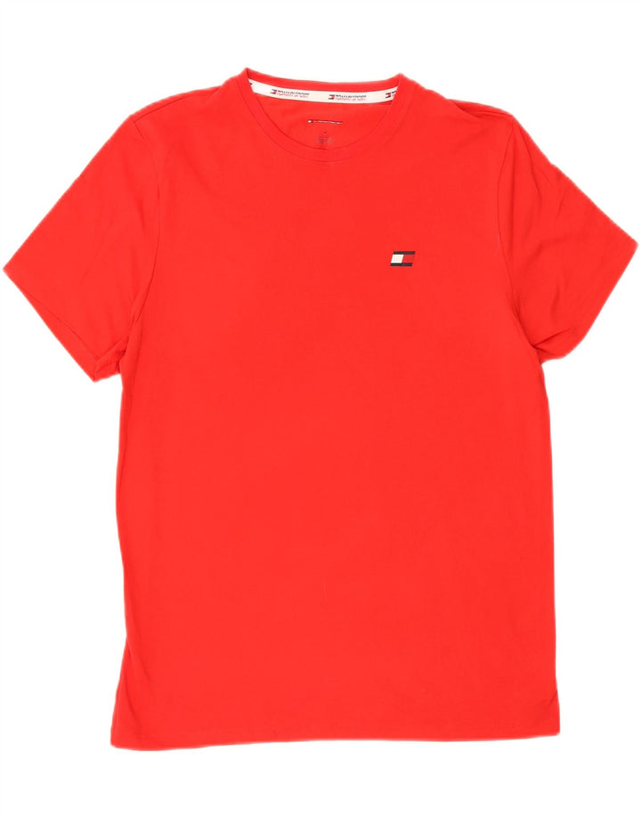 TOMMY HILFIGER Mens Graphic T-Shirt Top Medium Red Cotton Vintage Tommy Hilfiger and Second-Hand Tommy Hilfiger from Messina Hembry 