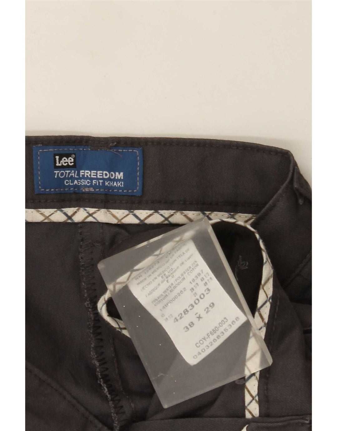 Lee Pantalones de traje de corte clásico Total Freedom para hombre W38 L29 Poliéster gris