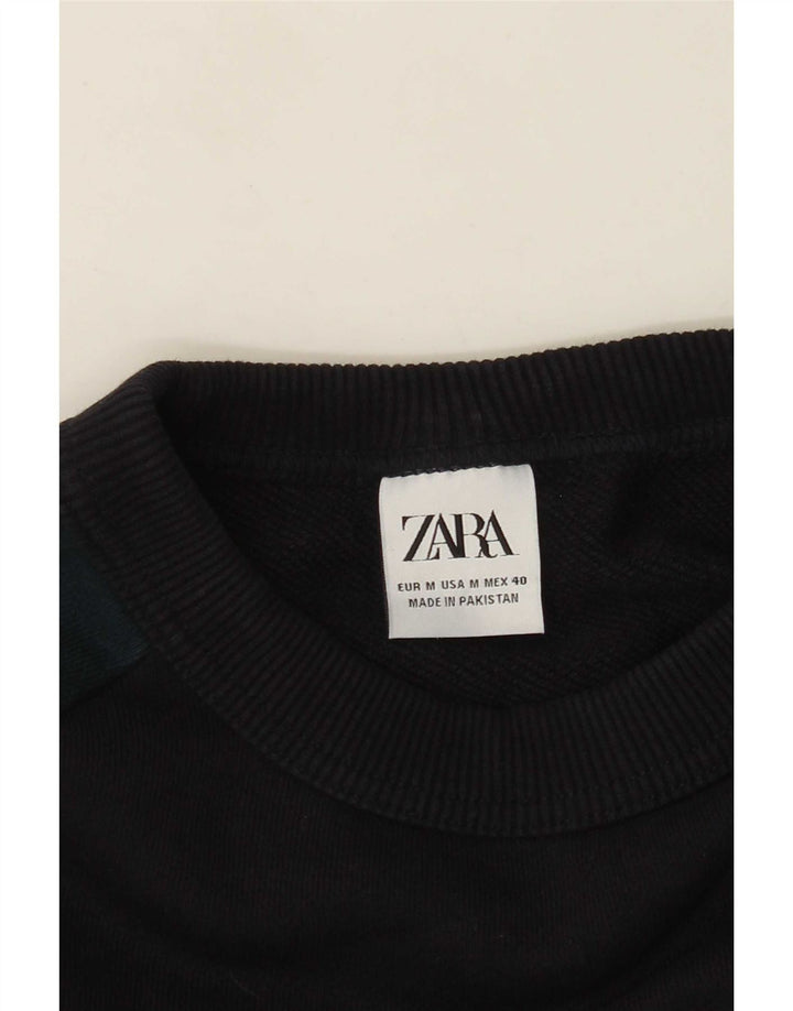 Zara Hombre Sudadera Jumper Medium Negro Colorblock
