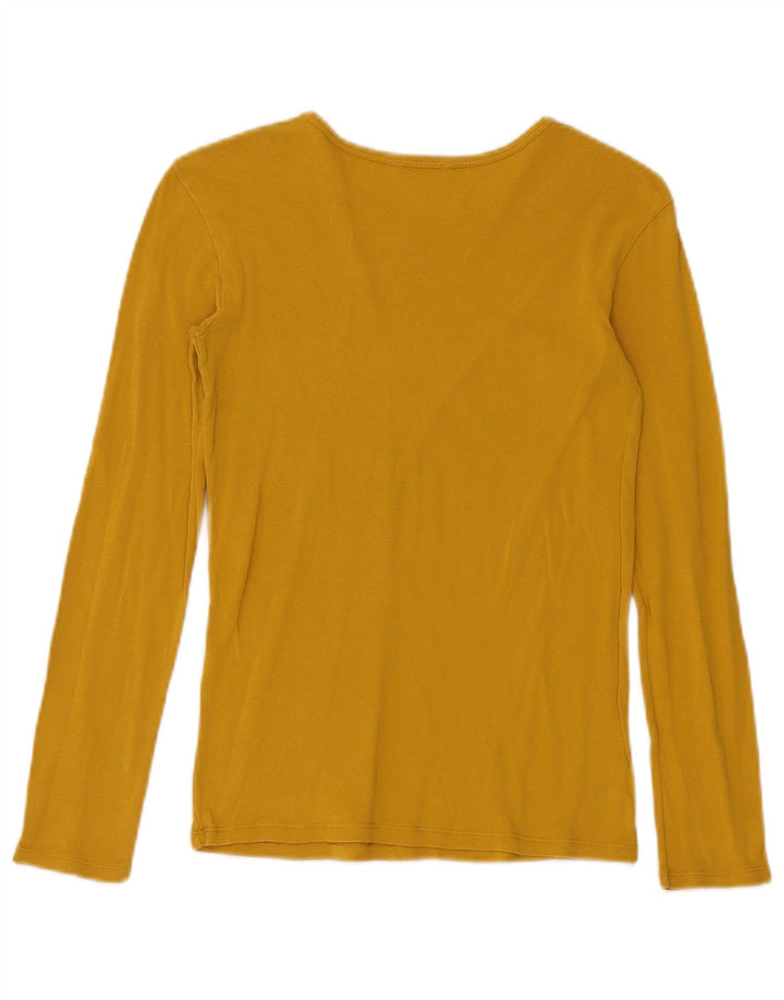 Benetton Top Gráfico De Manga Larga Para Mujer UK 8 Small Amarillo
