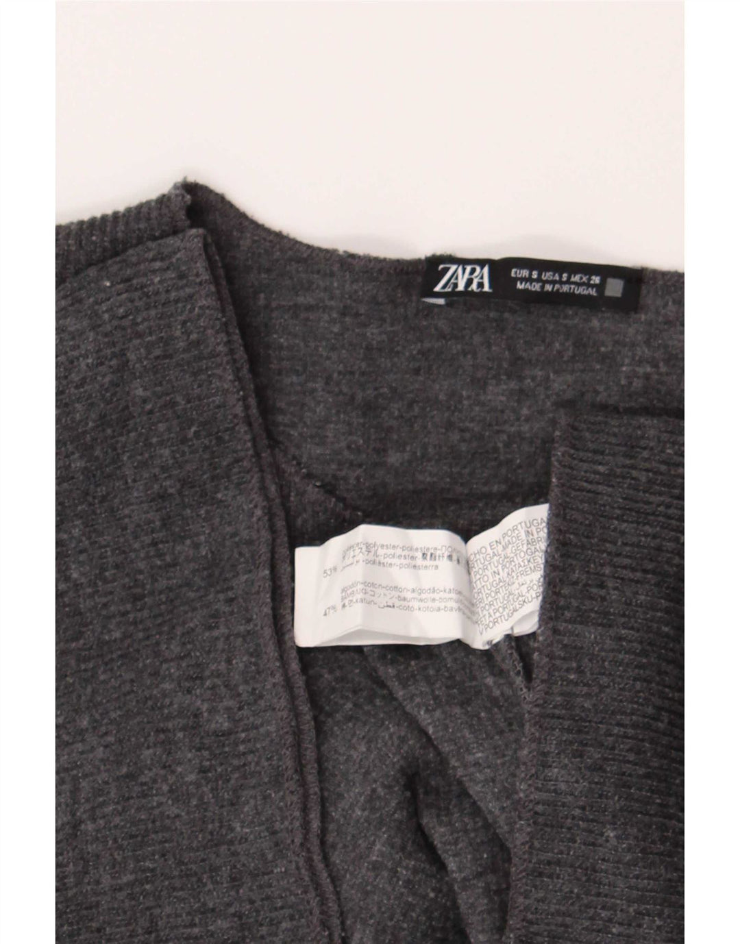 Zara Mujer Camiseta Extragrande Top UK 10 Small Gris Poliéster
