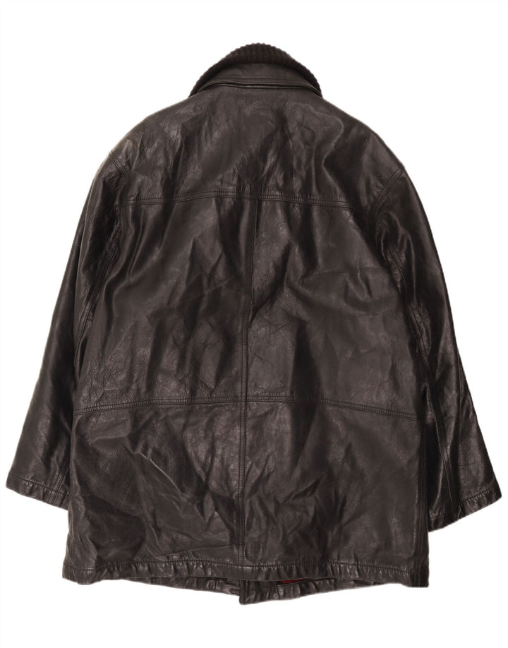 HENRY COTTONS Abrigo de cuero para hombre IT 54 2XL Negro