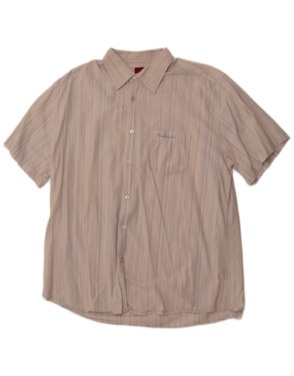 PIERRE CARDIN Camisa Manga Corta Hombre 2XL Algodón Rayas Azul