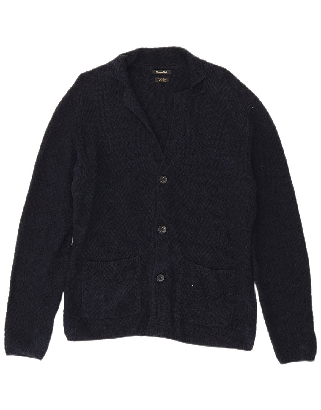 Massimo Dutti Jersey Cárdigan Hombre Mediano Azul Marino Algodón