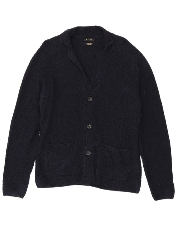 Massimo Dutti Jersey Cárdigan Hombre Mediano Azul Marino Algodón