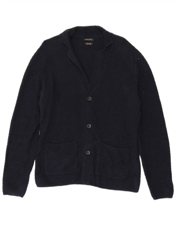 Massimo Dutti Jersey Cárdigan Hombre Mediano Azul Marino Algodón