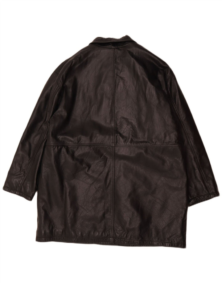 Vintage mujer chaqueta de cuero de gran tamaño IT 44 cuero negro medio