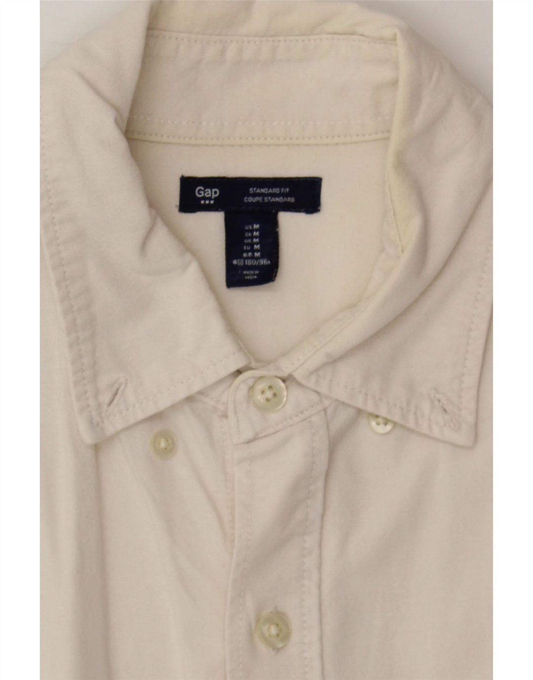 GAP Mens Standard Fit Shirt Medium White Cotton Vintage Gap and Second-Hand Gap from Messina Hembry 