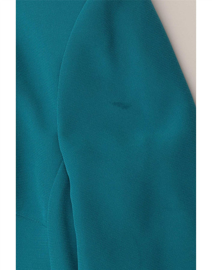 Vintage mujer crop blazer chaqueta Reino Unido 12 azul medio