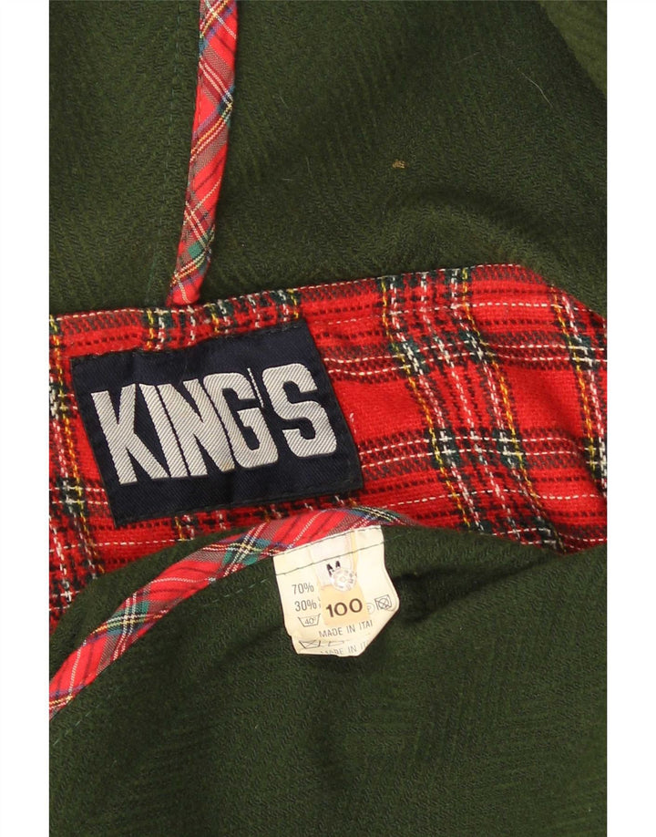 Vintage hombres con capucha Duffle abrigo Reino Unido 38 acetato verde medio