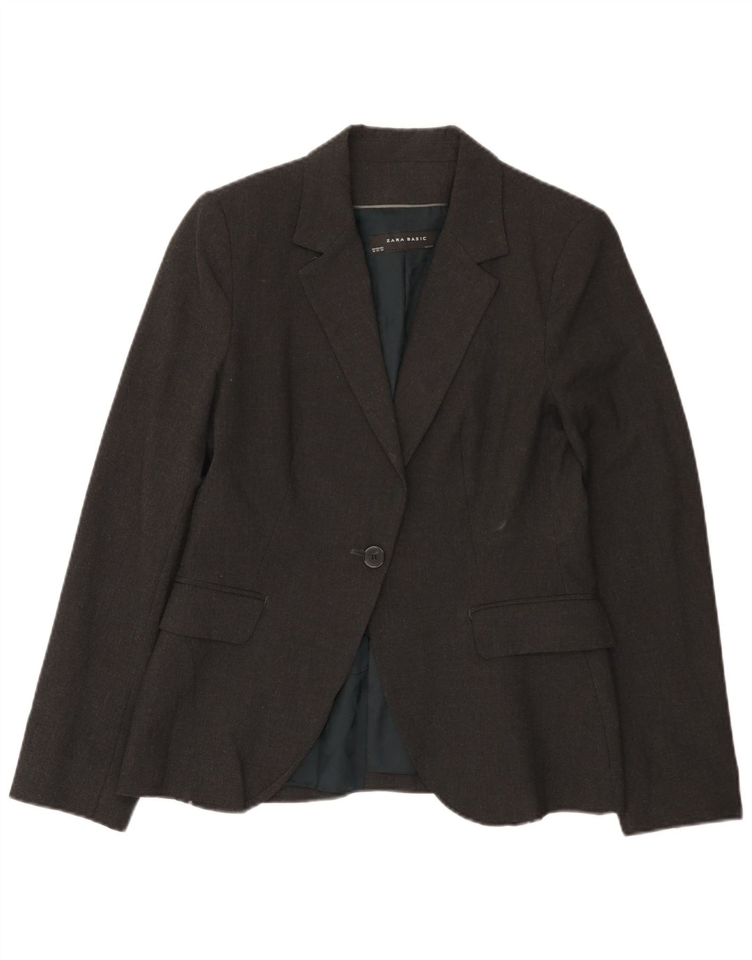 Zara Mujer Chaqueta Blazer De 1 Botón EU 40 Gris Medio