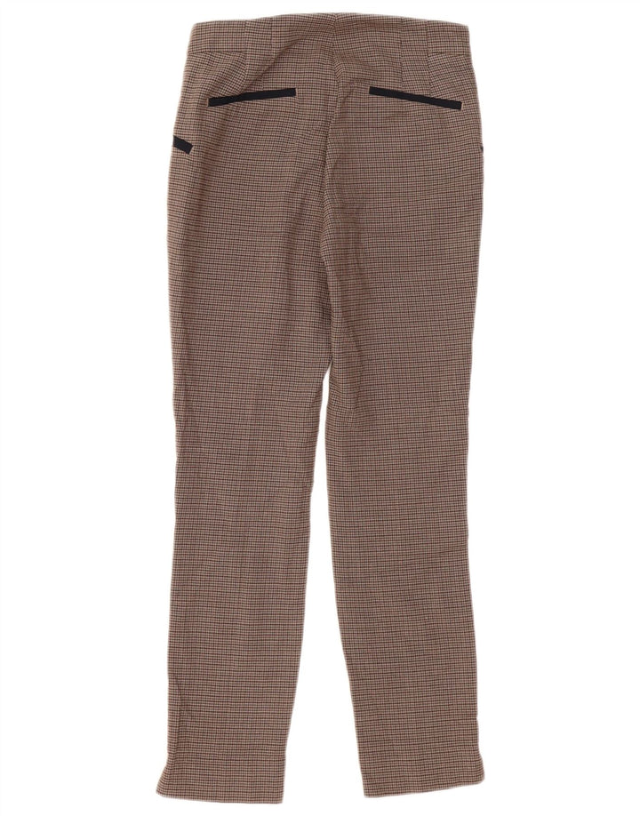 Zara Mujer Pantalones Casuales Slim Small W26 L28 Cuadros Marrón