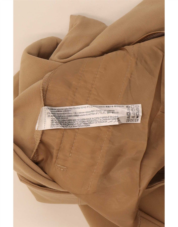 Zara Mujer Pantalón Cropped Tapered Mediano W28 L25 Poliéster Beige
