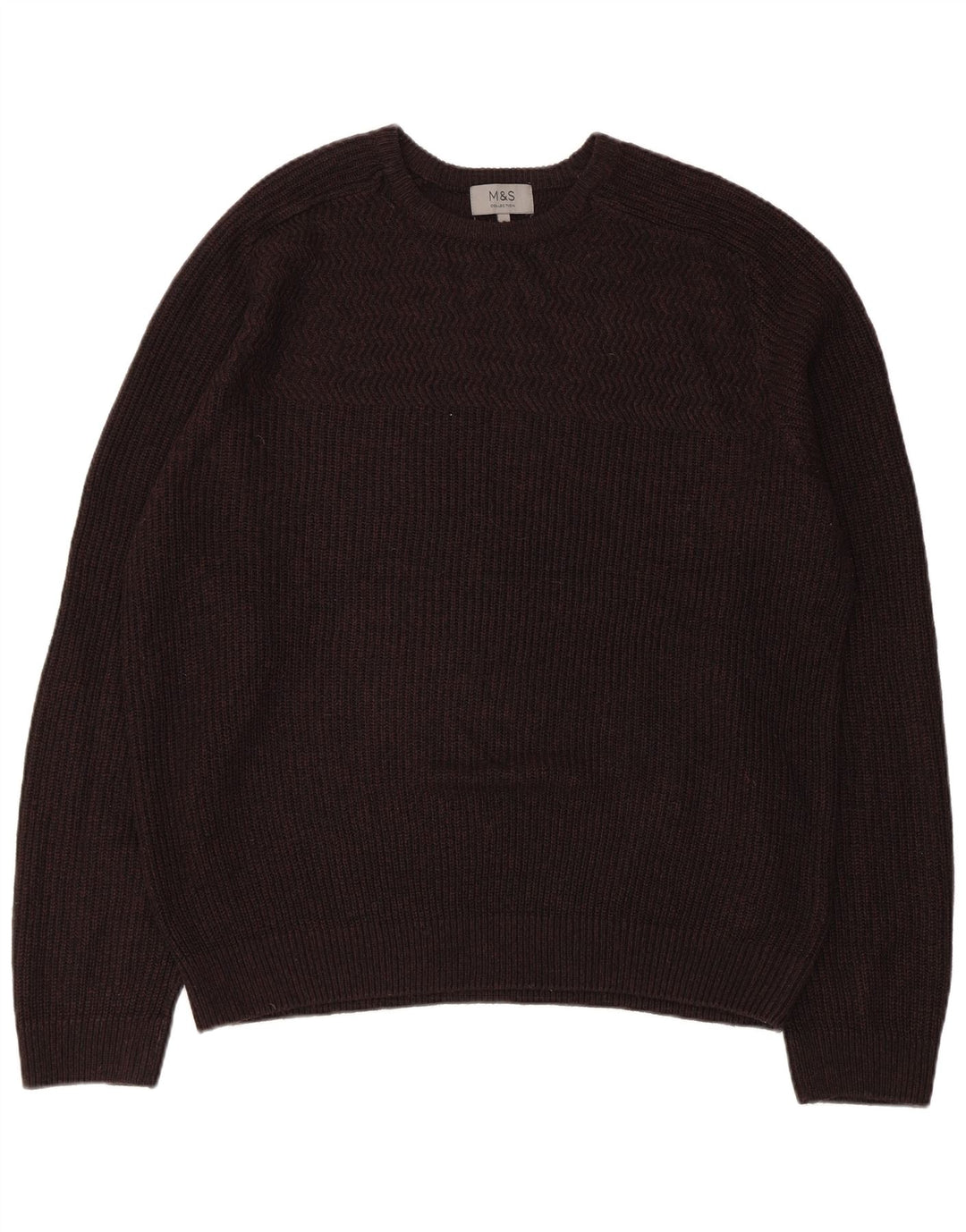 Marks & Spencer Suéter de Cuello Redondo para Hombre XL Acrílico Marrón
