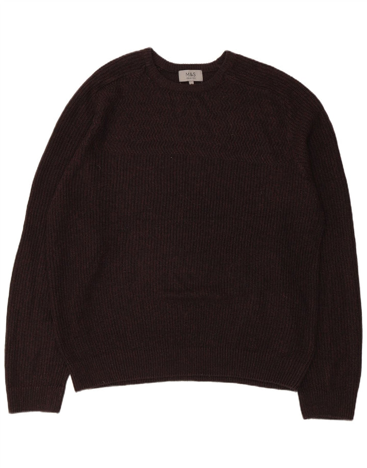 Marks & Spencer Suéter de Cuello Redondo para Hombre XL Acrílico Marrón