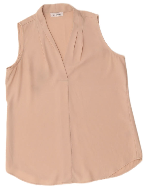 Calvin Klein Blusa sin mangas para mujer Top UK 44 Poliéster rosa grande