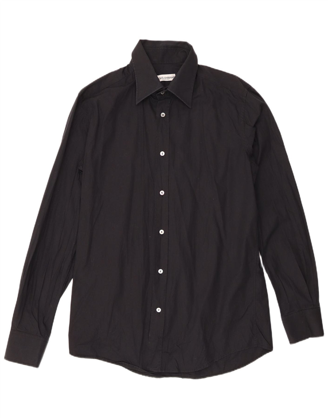 Dolce & Gabbana Camisa Hombre Talla 43 Grande Algodón Negro