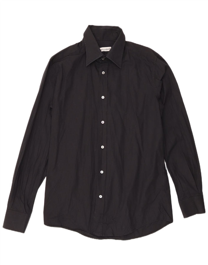 Dolce & Gabbana Camisa Hombre Talla 43 Grande Algodón Negro