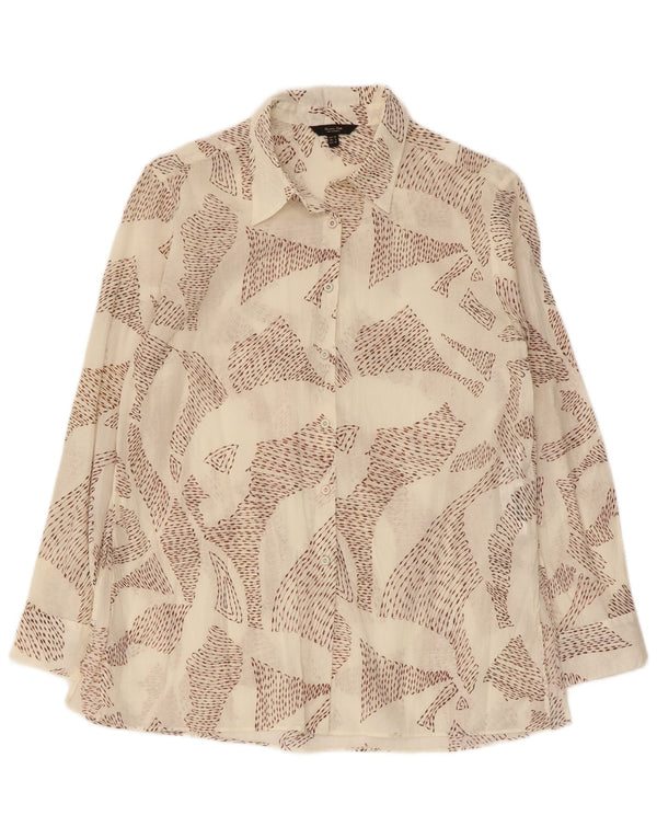 Massimo Dutti Camisa Estampado Abstracto Mujer EU 38 Small Blanco Algodón