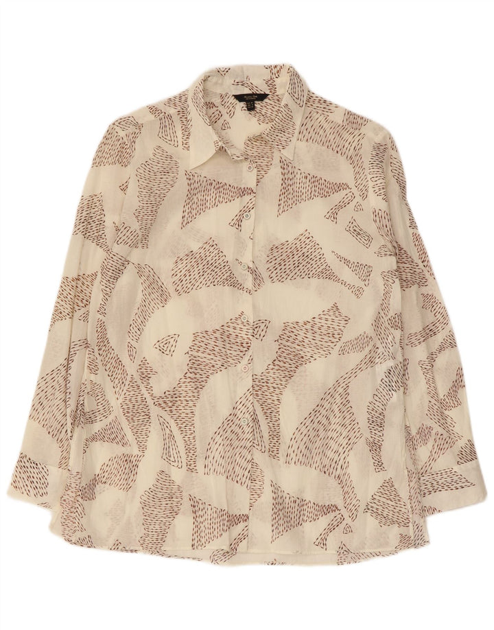Massimo Dutti Camisa Estampado Abstracto Mujer EU 38 Small Blanco Algodón