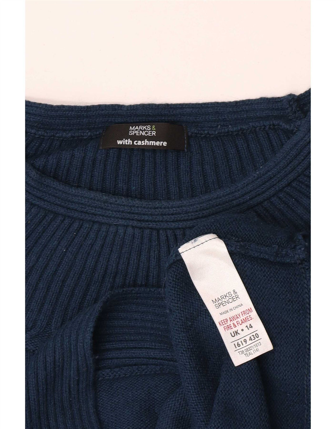 Marks & Spencer Jersey con Cuello Barco para Mujer UK 40 Azul Medio
