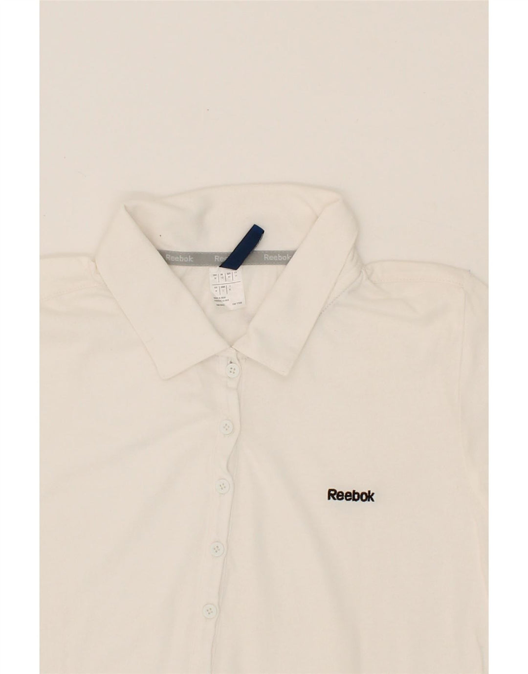 REEBOK Womens Polo Shirt UK 12 Medium White Cotton Vintage Reebok and Second-Hand Reebok from Messina Hembry 
