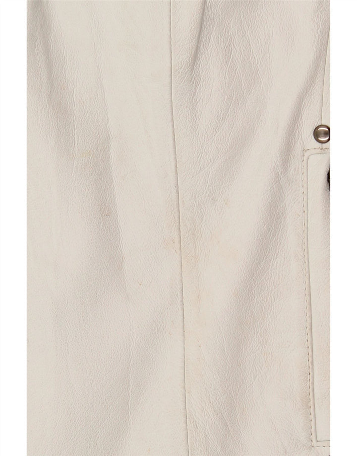 Vintage mujer chaqueta de cuero EU 42 cuero blanco grande