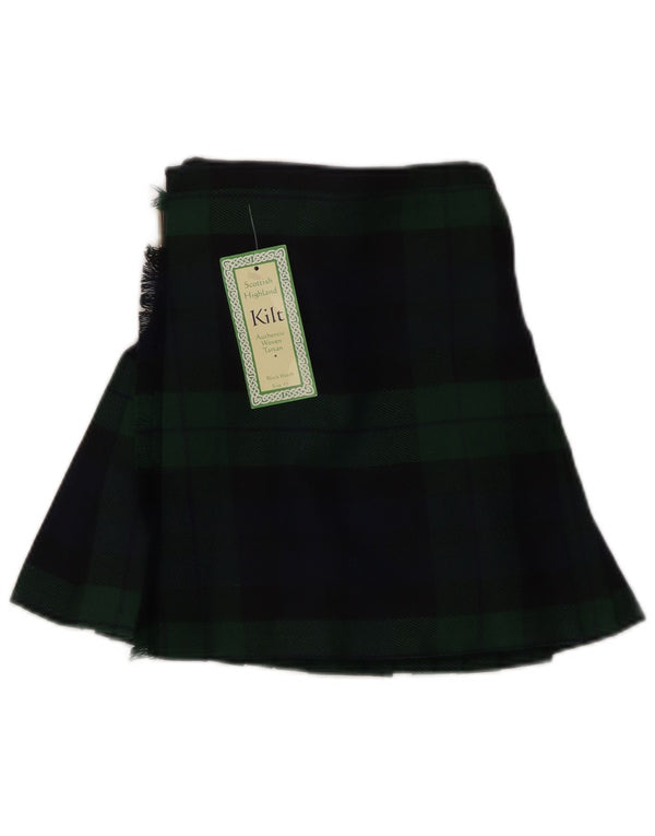 Falda envolvente vintage para niñas de 18 a 24 meses W15 Viscosa a cuadros verdes