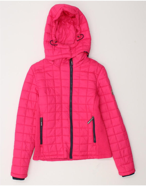 Superdry Chaqueta Acolchada Con Capucha Para Mujer UK 42 Medium Pink Nylon