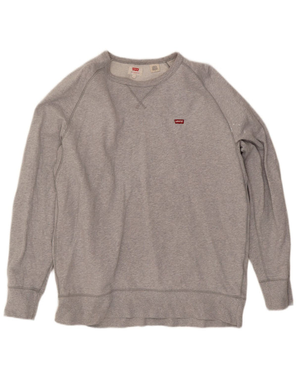 Levi's Sudadera tipo jersey para hombre de algodón moteado gris grande