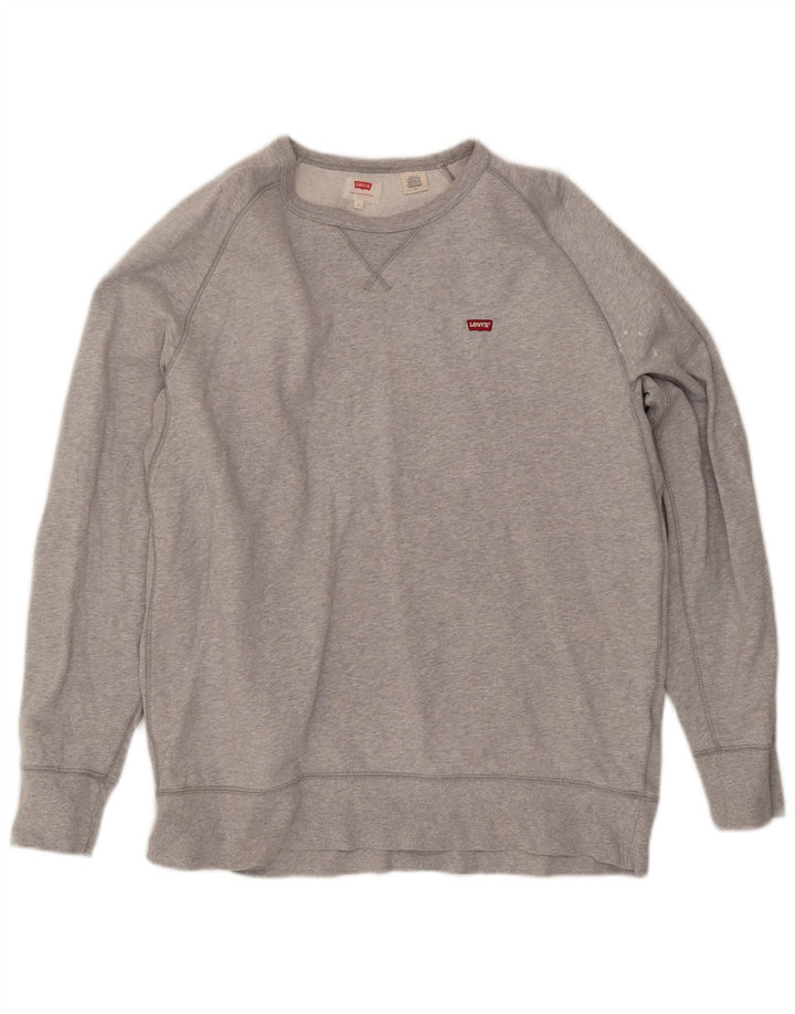 Levi's Sudadera tipo jersey para hombre de algodón moteado gris grande