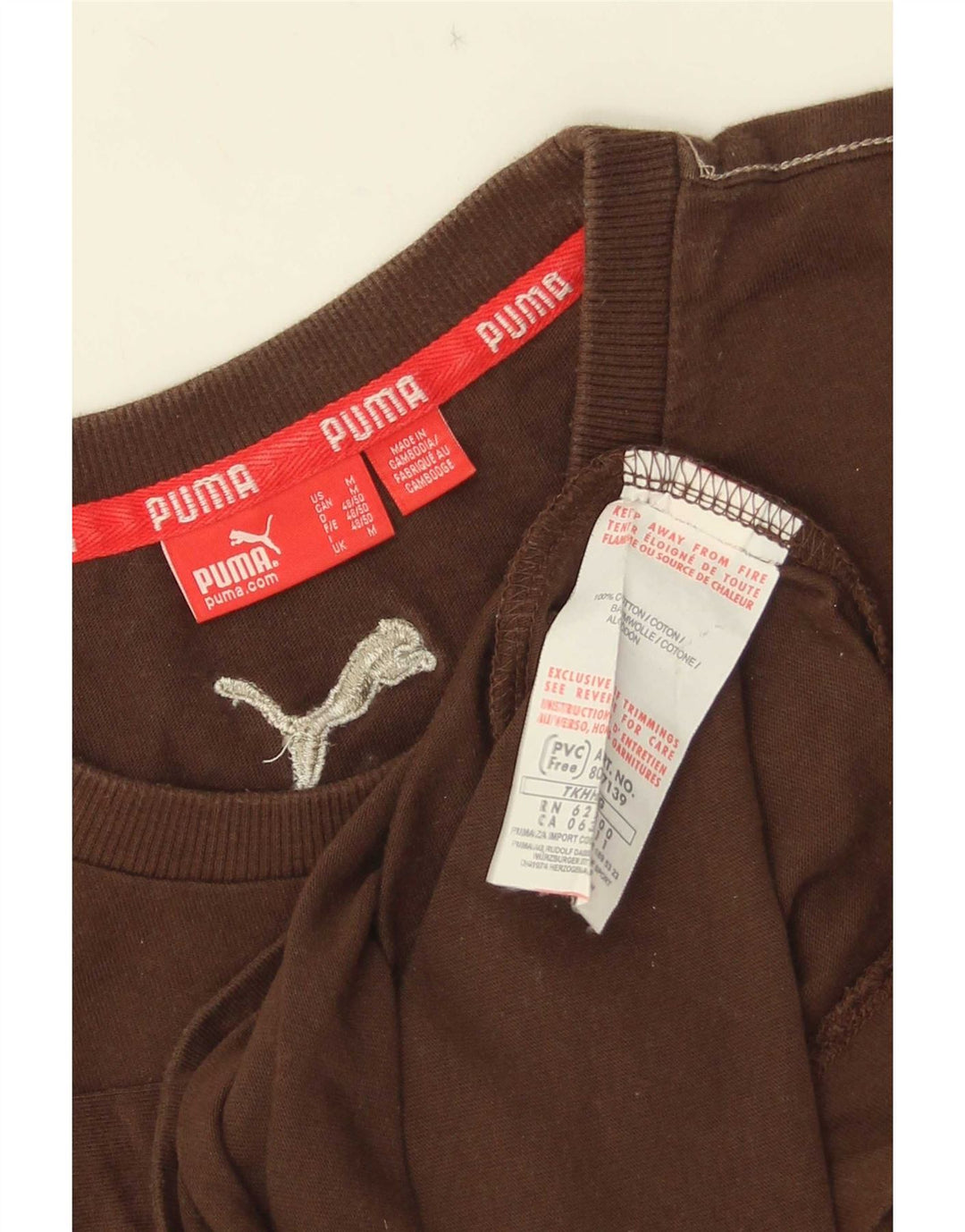 Camiseta Puma Hombre Manga Larga Algodón Marrón Medio