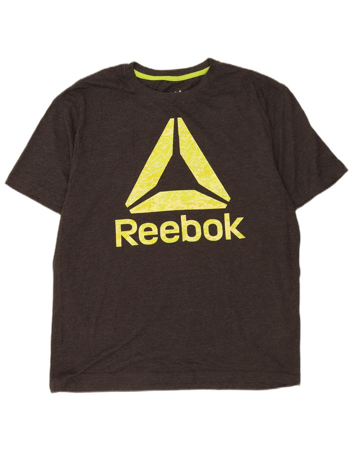 Reebok Camiseta gráfica para hombre Top grande de algodón gris