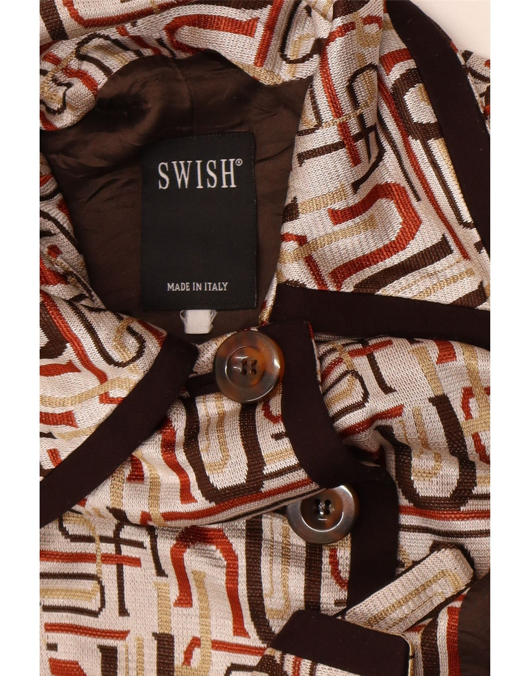 Swish Chaqueta Blazer de 5 Botones para Mujer UK 44 Medio Beige Geométrico