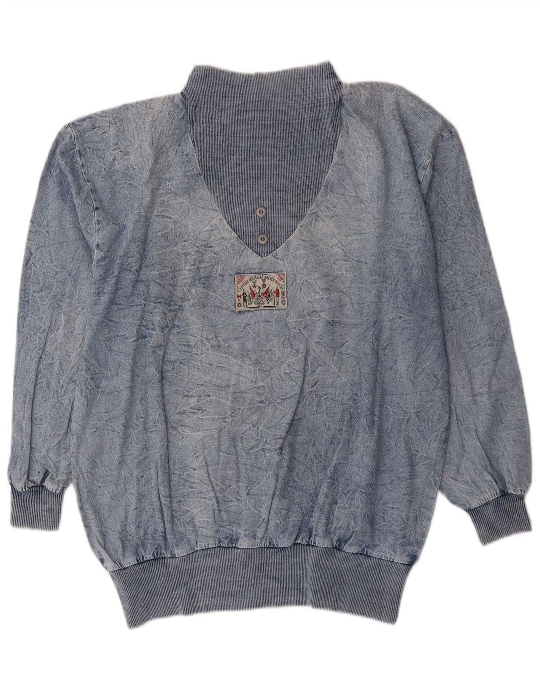 Vintage mujer sudadera de gran tamaño Jumper EU 44 XL Algodón Azul