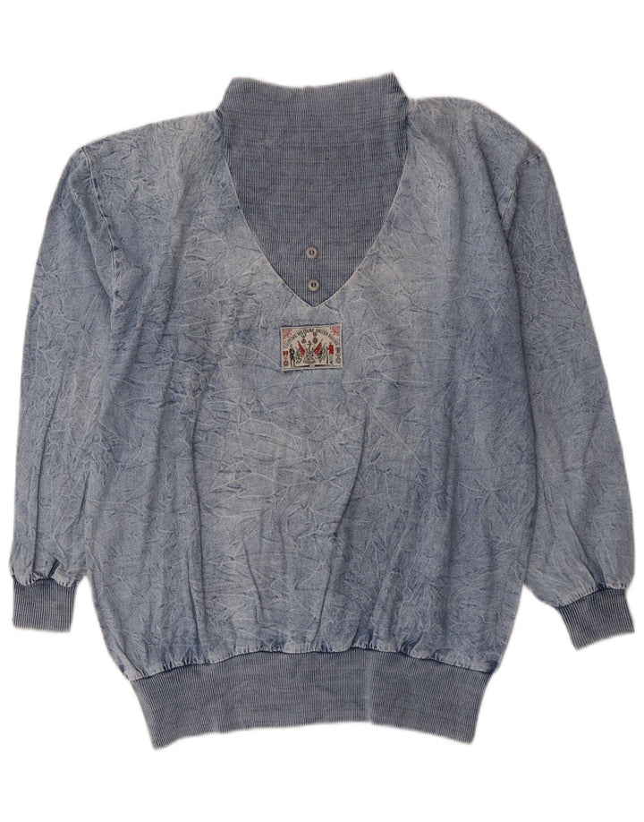 Vintage mujer sudadera de gran tamaño Jumper EU 44 XL Algodón Azul