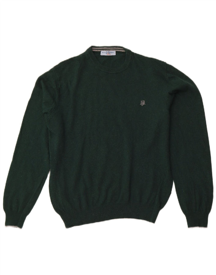 HARMONT & BLAINE Jersey de cuello redondo para hombre, talla grande, viscosa verde