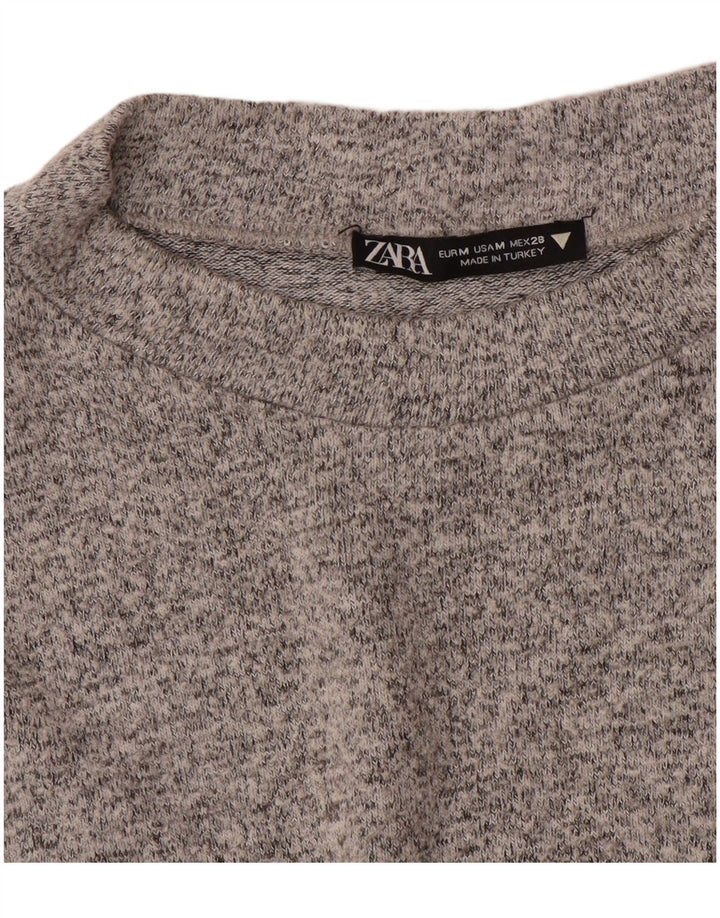 Zara - Jersey de cuello redondo para mujer, talla 40, color gris medio