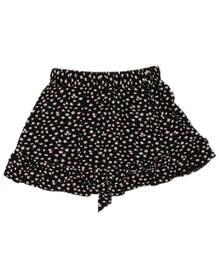 Zara Mujer Falda Pantalón Reino Unido 10 Pequeño Negro Floral
