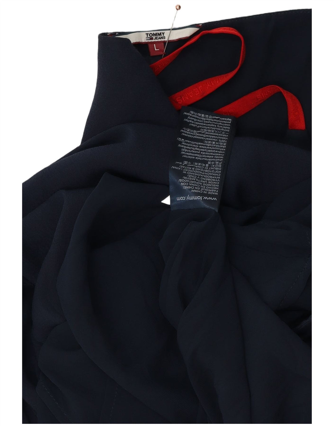 TOMMY HILFIGER Vestido lencero para mujer UK 40 Grande Viscosa azul marino