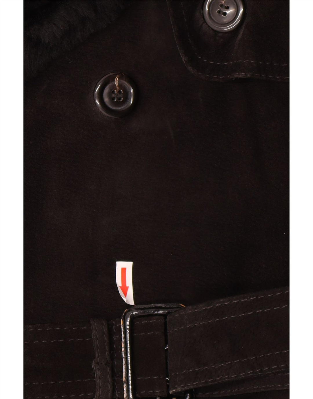 Vintage mujer ante doble pecho abrigo IT 54 3XL negro
