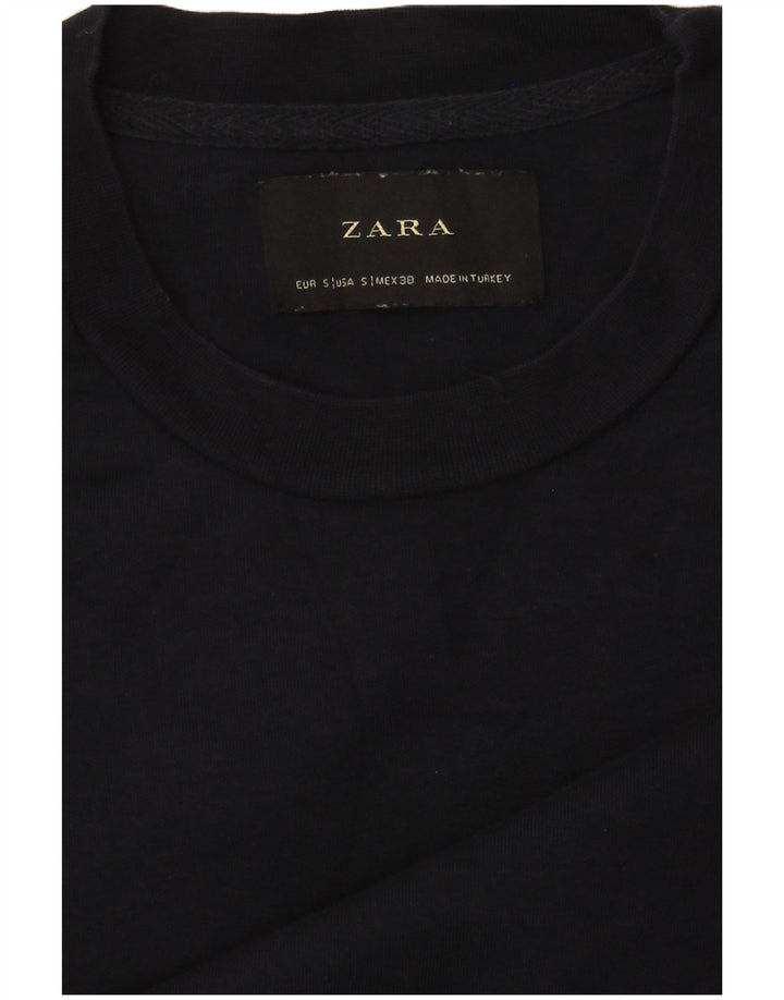 Zara Hombre Sudadera Jumper Small Azul Marino Colorblock