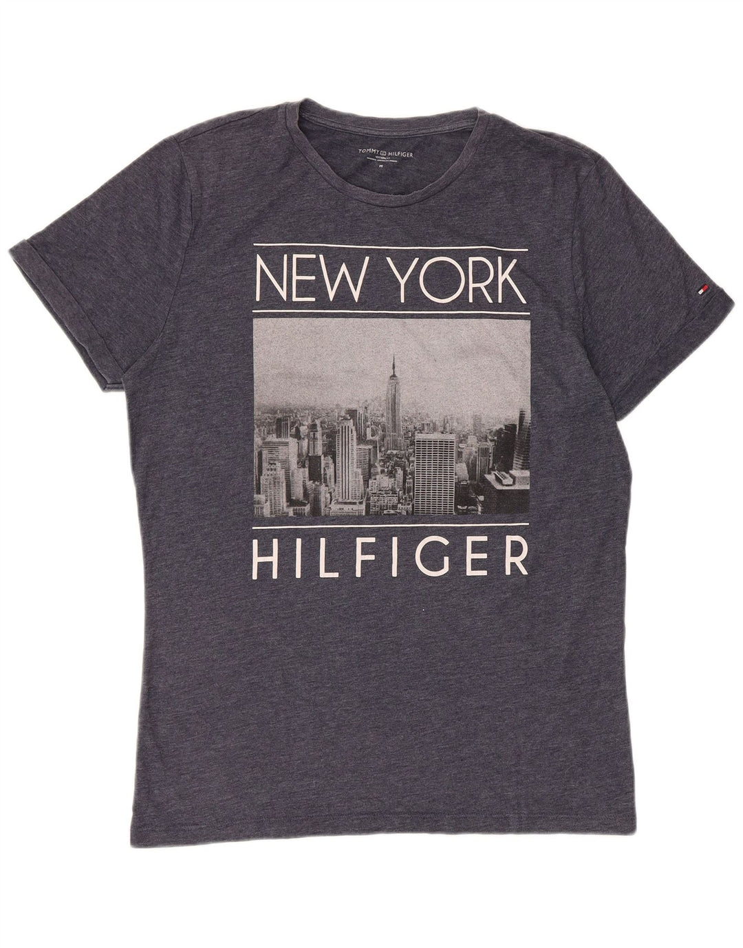 Tommy Hilfiger Hombre Camiseta Gráfica Top Gris Medio