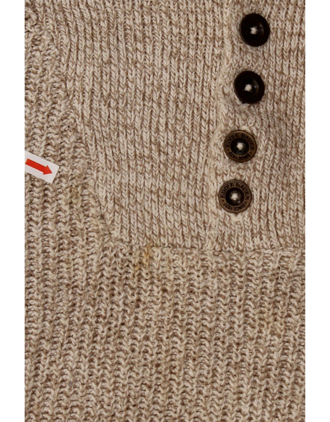 EDDIE BAUER Jersey extragrande con cuello y botones para hombre XL Beige moteado