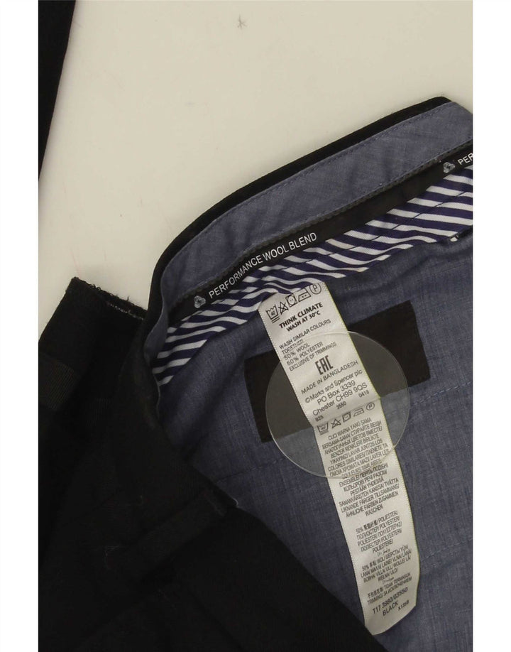 Marks & Spencer Pantalón de traje recto para hombre W34 L29 Lana negra