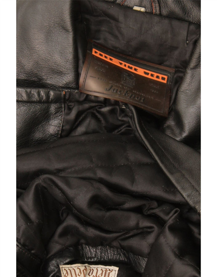 Jackpot Chaqueta de cuero para hombre UK 40 Large Cuero negro