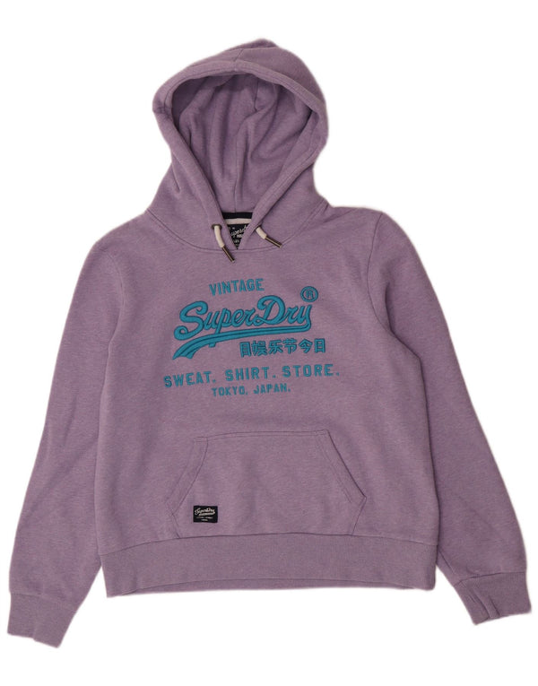 Superdry Jersey con capucha gráfica para mujer Reino Unido 46 Grande Algodón moteado morado