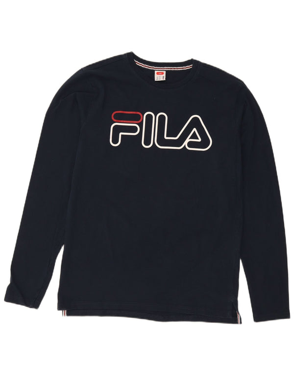 Fila Hombre Tennis Graphic Top Manga Larga IT 50 Medio Azul Marino Algodón