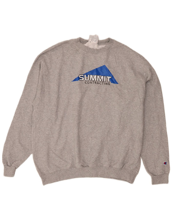 Champion Mens Summit Graphic Sweatshirt Jumper XL Grey Flecked Cotton